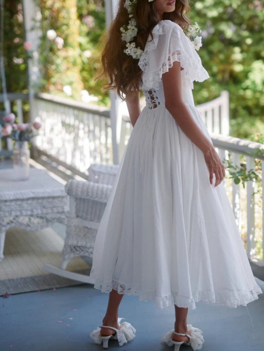 Selkie The Ivory Cupid Midi Dress White Lace Party Wedding Medium Classic - Picture 4 of 15